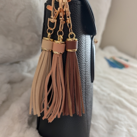 Tassel Bag Charms S/3 Neutrals Brown Tan Cream Gold Hardware - Picture 1 of 2